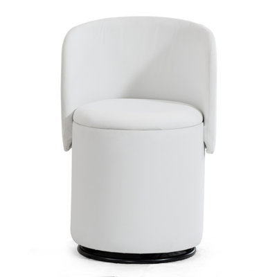 Upholstered Barrel Swivel Chair With Storage And Padded Seat, Vanity Or Dining Stool