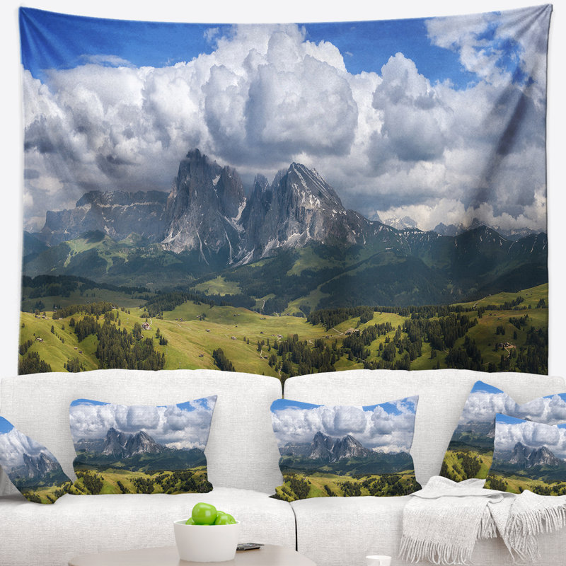 Tapisserie panorama avec accessoires suspendus en polyester sassolungo mountain inclus, H 78 po x l 92 po