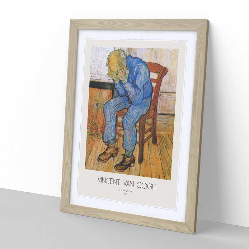 At Eternitys Gate with Border by Vincent Van Gogh - Picture Frame Painting, Oak Framed, 48cm H x 36cm W x 2cm D