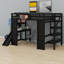 Structure de lit mezzanine en bois durable avec bureau intégré, glissoire et panier de basketball-2090874519