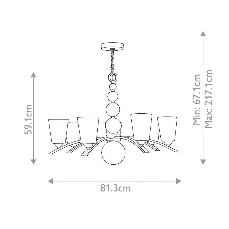 Raven 7 - Light Shaded Chandelier, Polished Nickel