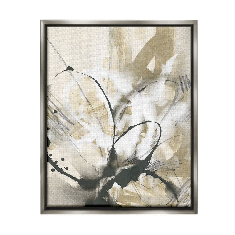 "Circular Complex Abstract" par June Erica Vess sur toile, H 21 po x l 17 po, Cadre flottant gris lustré