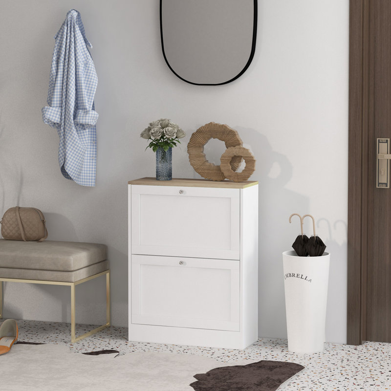 HOMCOM Slim Shoe Cabinet For Entryway