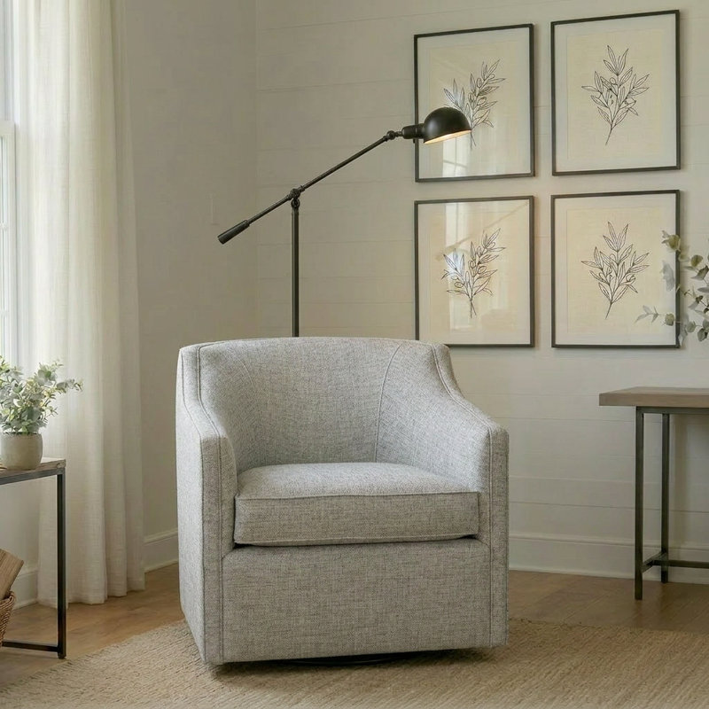 Harper Upholstered Swivel Armchair, Vault Dusk