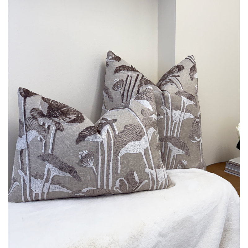 Housse de coussin en velours floral, Champignon, 14 x 20 po