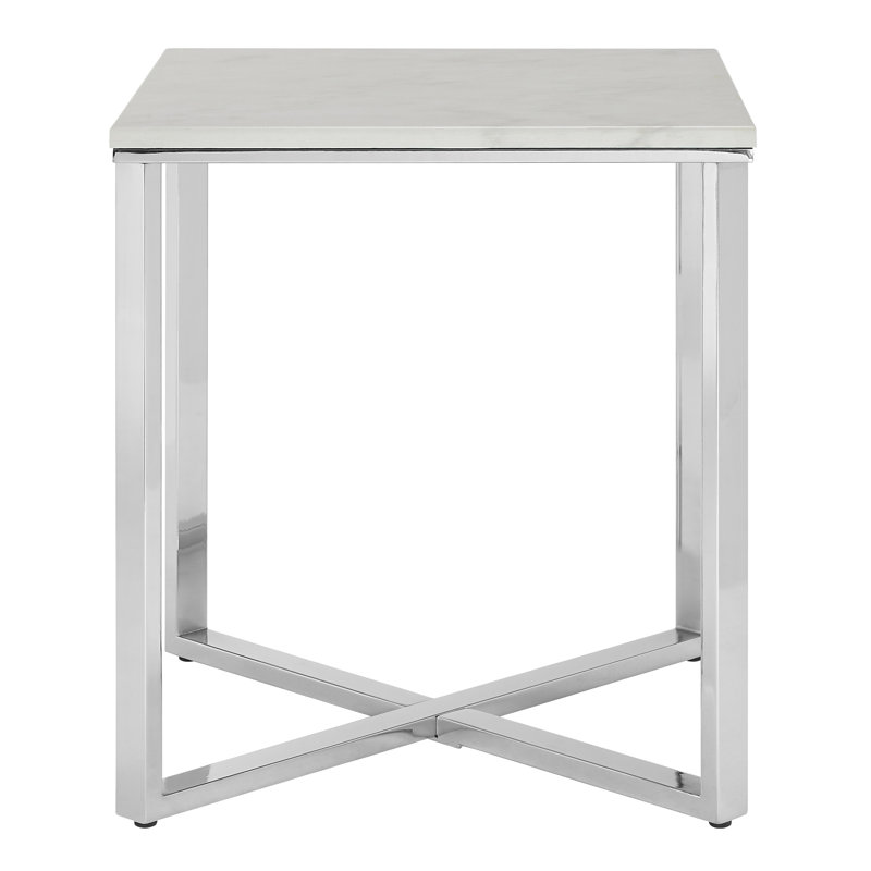Aguilera Sled End Table, White, Chrome