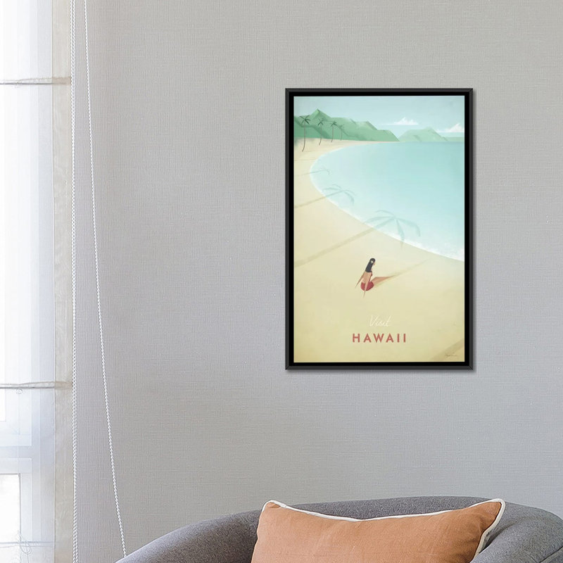 « hawaii », impression sur toile tendue, H 26 po x l 18 po x P 1,5 po, Toile avec cadre noir, Pas de tapis