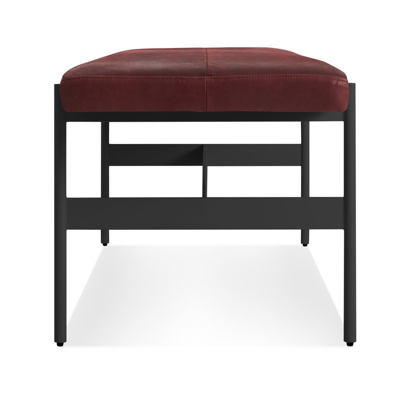 Daybench Leather Dining Bench, Ink Genuine Leather, Oblivion, 17" H x 55" W x 14" D