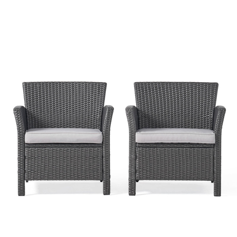 Comfy Garden Seating - St Chair In Grey, Pe + Iron Waterproof Fabric, 28.17 D X W 30.43 H, 22.04 Lb Weighted Chair With Soft Cushions 2Pcs St Chairs Grey Outdoor , Frame, And 28.17In 30.43In, 22.04Lb