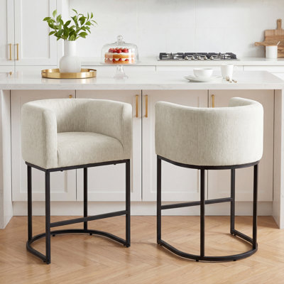 Tabouret de bar rembourré avec accoudoirs à dossier et tabourets de bar à hauteur de comptoir