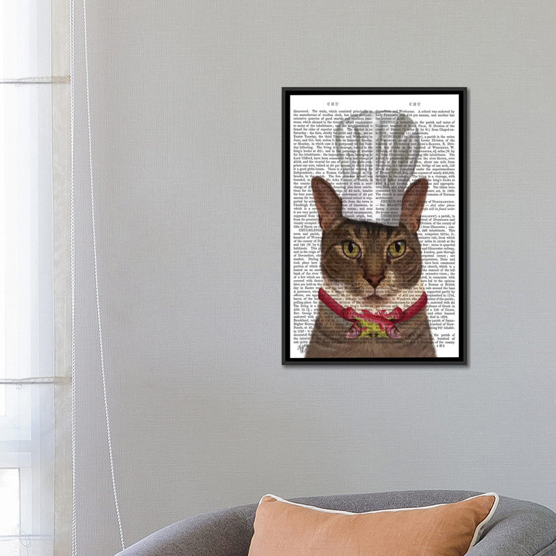 « chat chef i », impression sur toile, H 26 po x l 18 po x P 1,5 po, Toile avec cadre noir, Pas de tapis