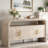 4-door Elegant Console Table With Natural Embossed Texture, Curved Edge And Metal Handles-1375472987
