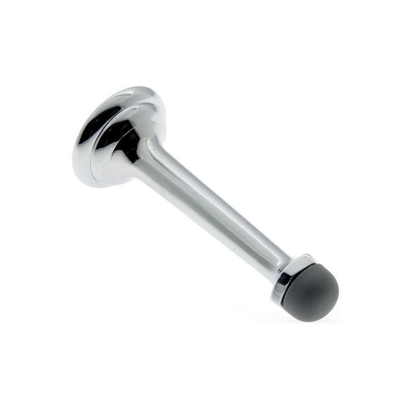 Solid Brass Ring Baseboard Stop, Polished Chrome