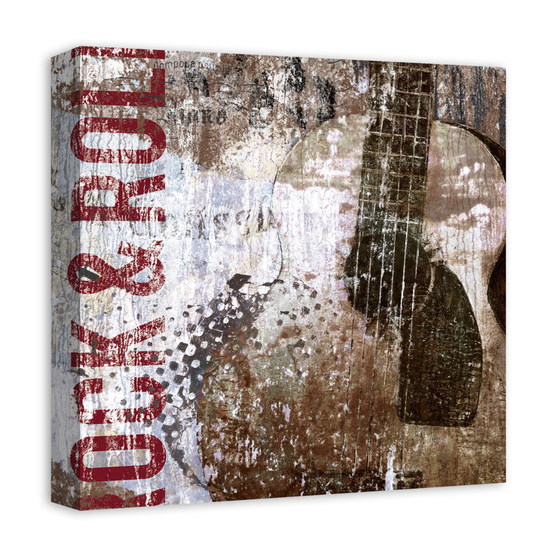Guitare Rock and Roll sur toile, H 12 po x l 12 po x P 1,25 po