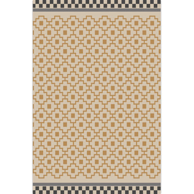 Beige-Toned Geometric Patterned Decorative Rug