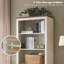 Chimira Farmhouse 69.8" H x 31.4" W 5 Tier Bookshelf with Adjustable Shelves & Barn Door, White-262987114