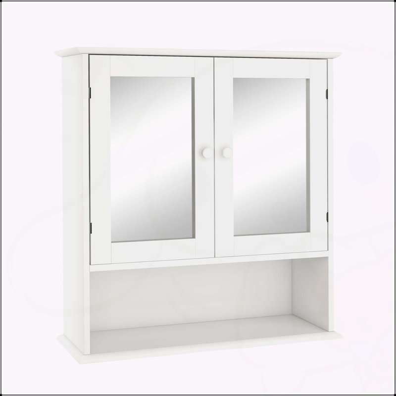 Armoire murale polyvalente avec double porte miroir et tablettes pratiques