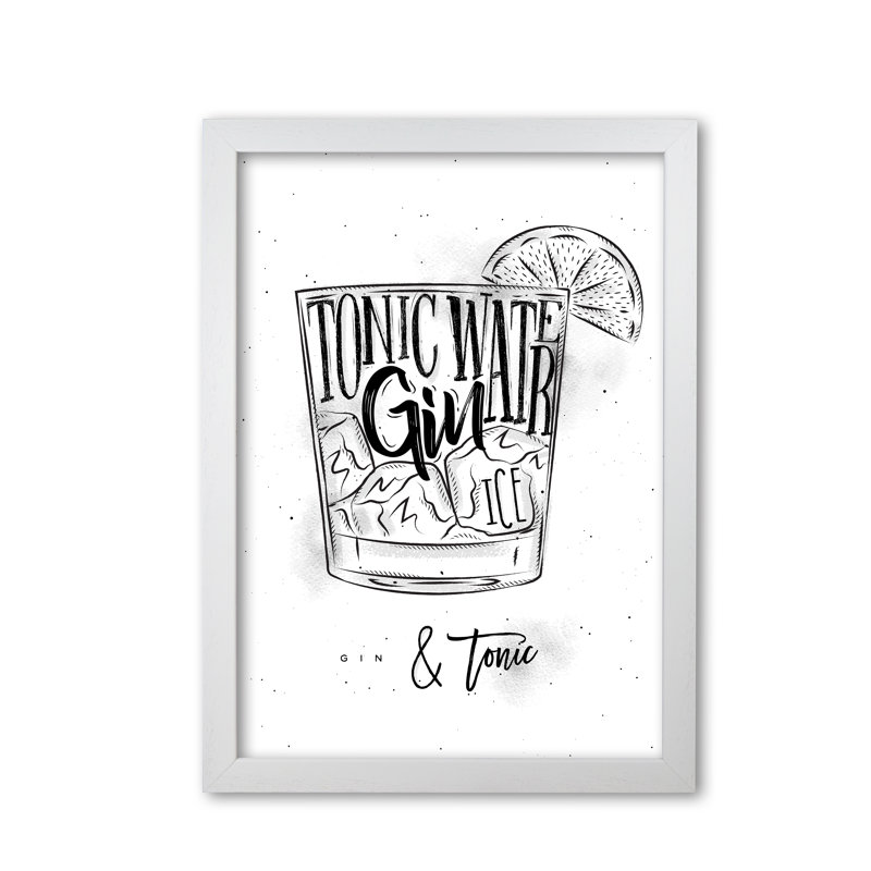 Gin And Tonic - Print, White Grain Frame, 42 cm H x 30 cm W x 5 cm D