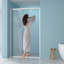 Porte de douche coulissante triple 48 po x H 76 po (8 mm) en verre transparent, cadre en acier inoxydable-129435293