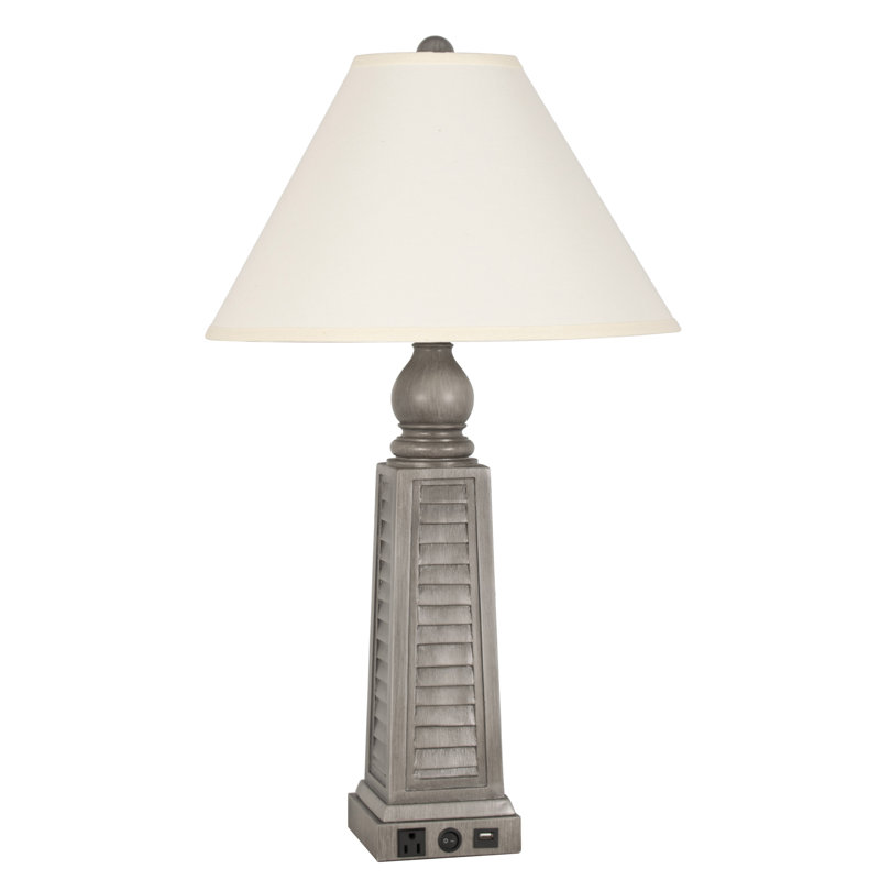 Lampe de table 30 po en polyrésine à obturateur USB, gris (ensemble de 2)