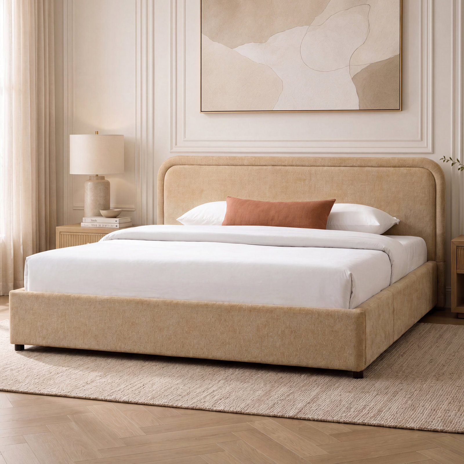 Baneza Platform Bed, King, Sand