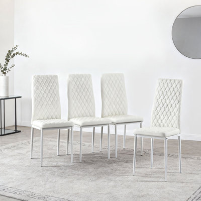 Ensemble de chaises rembourrées en cuir d'unité centrale Modern (4 paquets) blanc