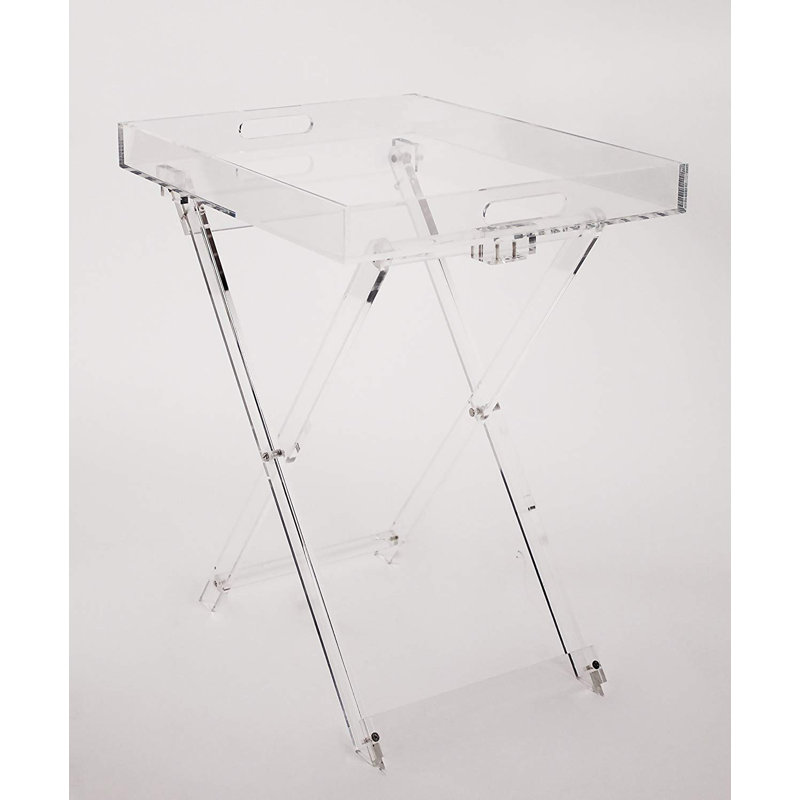 Sleek Chic Transparent Acrylic Folding Side Table with Handles