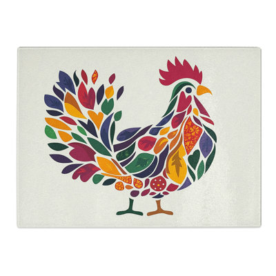 Rooster  Glass Chopping Board