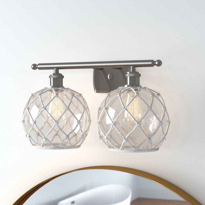 Éclairage pour salle de bain à intensité variable 2 lumières Arriola, Transparent/blanc, Nickel satiné brossé