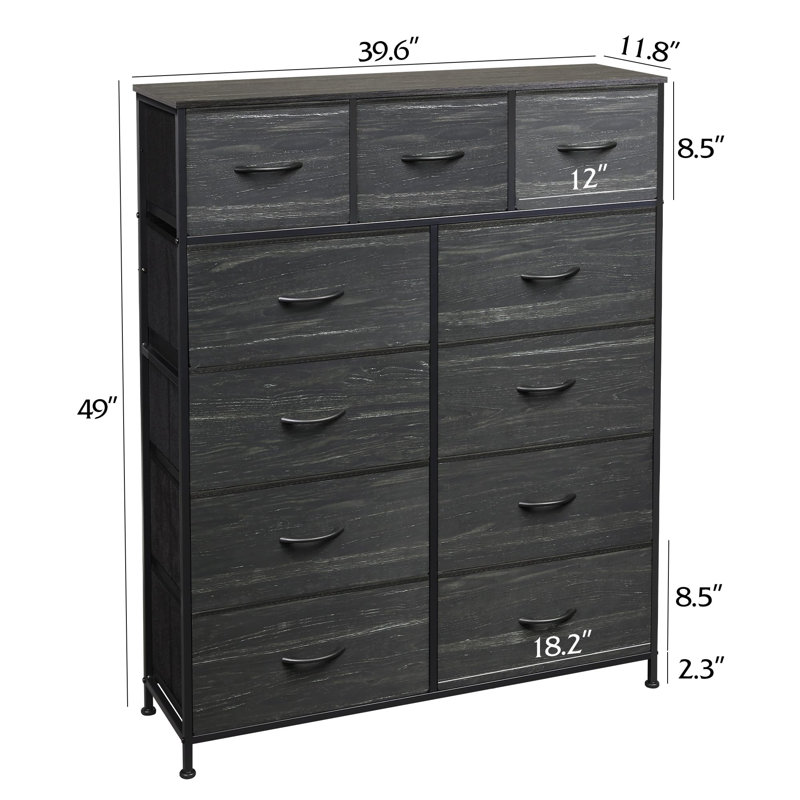 Commode 11 tiroirs xinyan, Gris anthracite