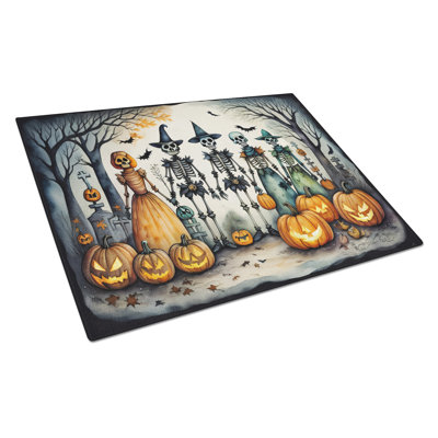 Calacas Skeletons Spooky Halloween Glass Cutting Board Large