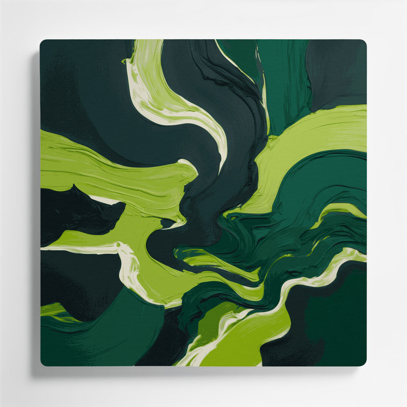 Abstrait paysage 50 vert, art mural en métal, H 12 po x l 12 po