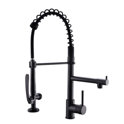 Pull Down Kitchen Faucet Black And Nickel Style - Single Handle, Hot Cold Water Options, Rust-, Contemporary Sink Commercial With Pull-Down Nickel, Strong Build, Water, Modern Appearance