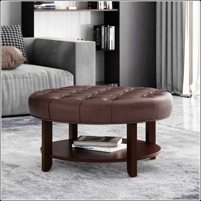 OTTOMAN ROND, Marron foncé