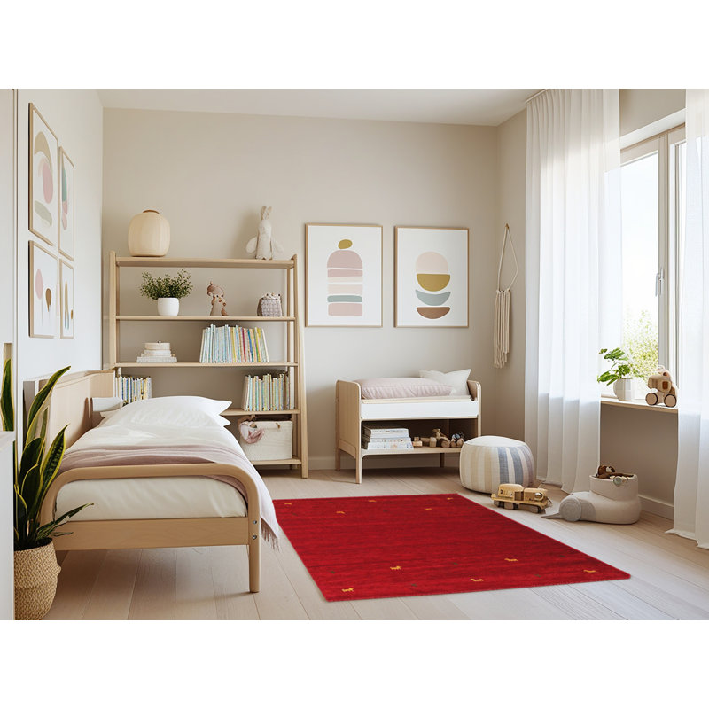 Tapis de zone rouge contemporaine, Rectangle 4 pi x 6 pi