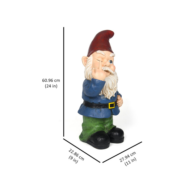Winking Gnome Statue, 24" H x 9" W x 11" D