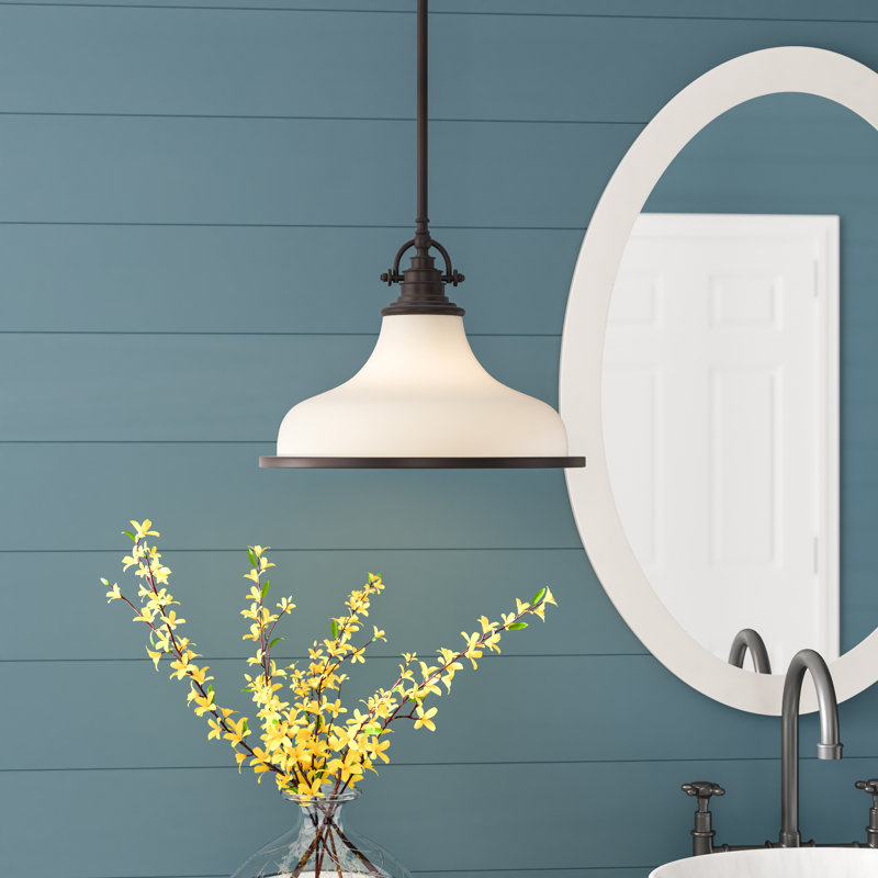 Luminaire suspendu en forme de dôme à une lumière Maybery, Bronze palladien, H 11,5 po x l 13,5 po x P 13,5 po