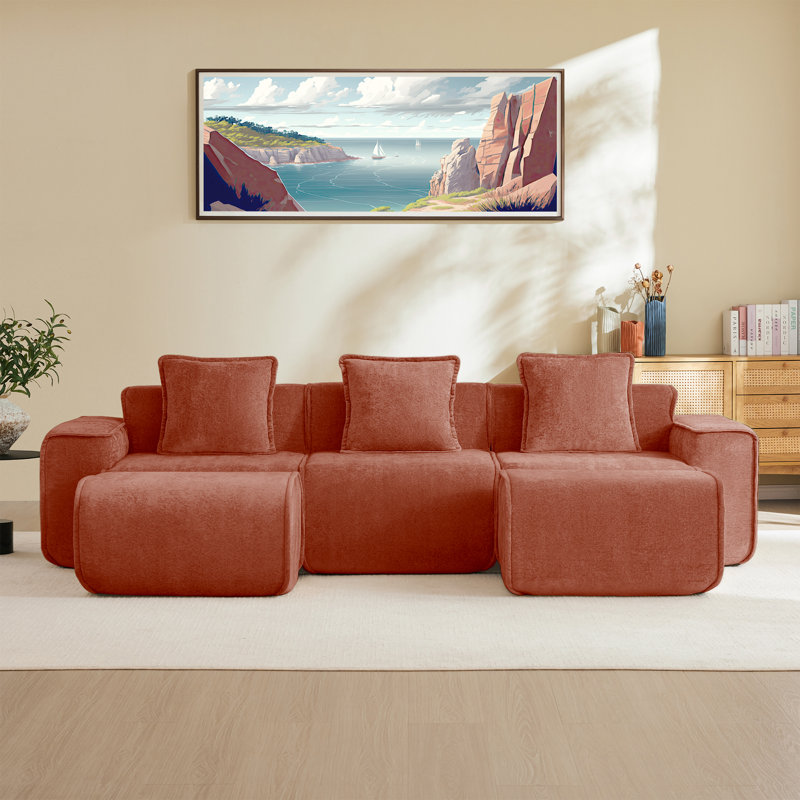 Canapé modulaire Boneless, H 31,1 po x l 108,66 po x P 59,84 po, 5, Rouge