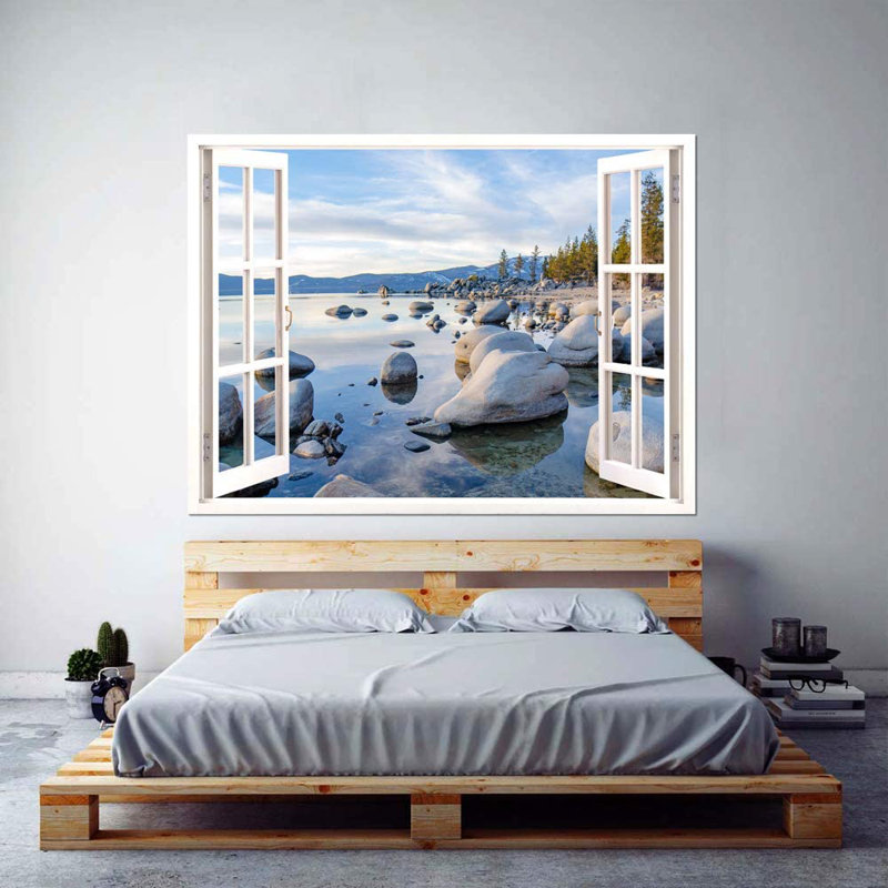 Murale nuages reflétant sur le lac, L 48 po x l 36 po