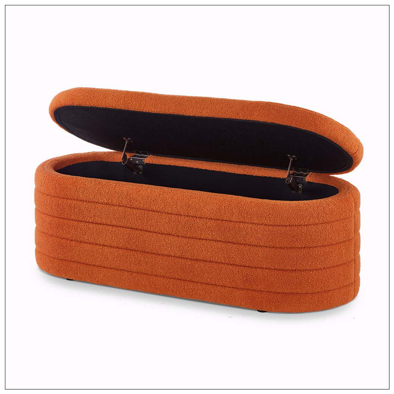 Banc de rangement moderne avec repose-pieds ovale, Orange