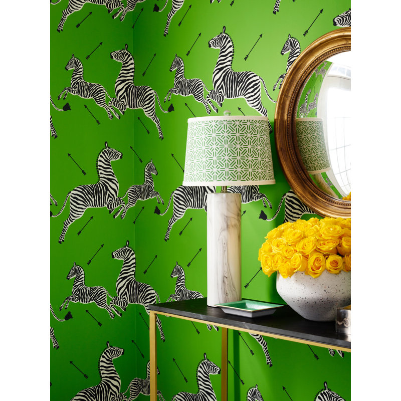 Zebras Wallpaper Roll by Scalamandré, Limelight