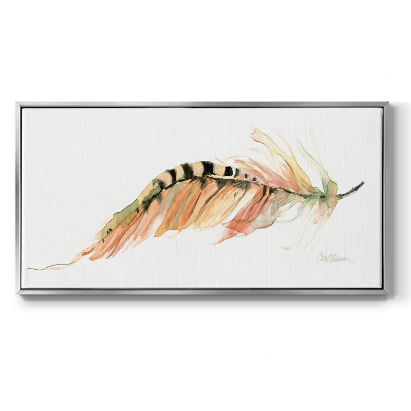Tail Feather IV - Toile tendue avec châssis tendue, prête à accrocher, H 17 po x l 33 po, Argent argent