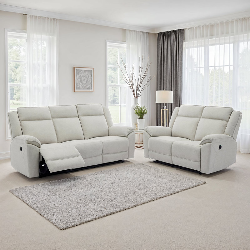 Beola 5 Seater Linen Electric Reclining Sofa, Beige
