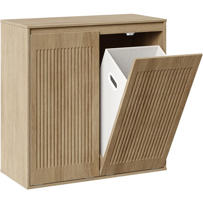 Armoire à linge cannelée avec portes basculantes, rangement dissimulé et armoires doubles