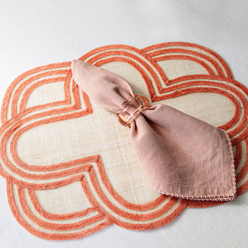 Scallop Stripe Placemat, Coral