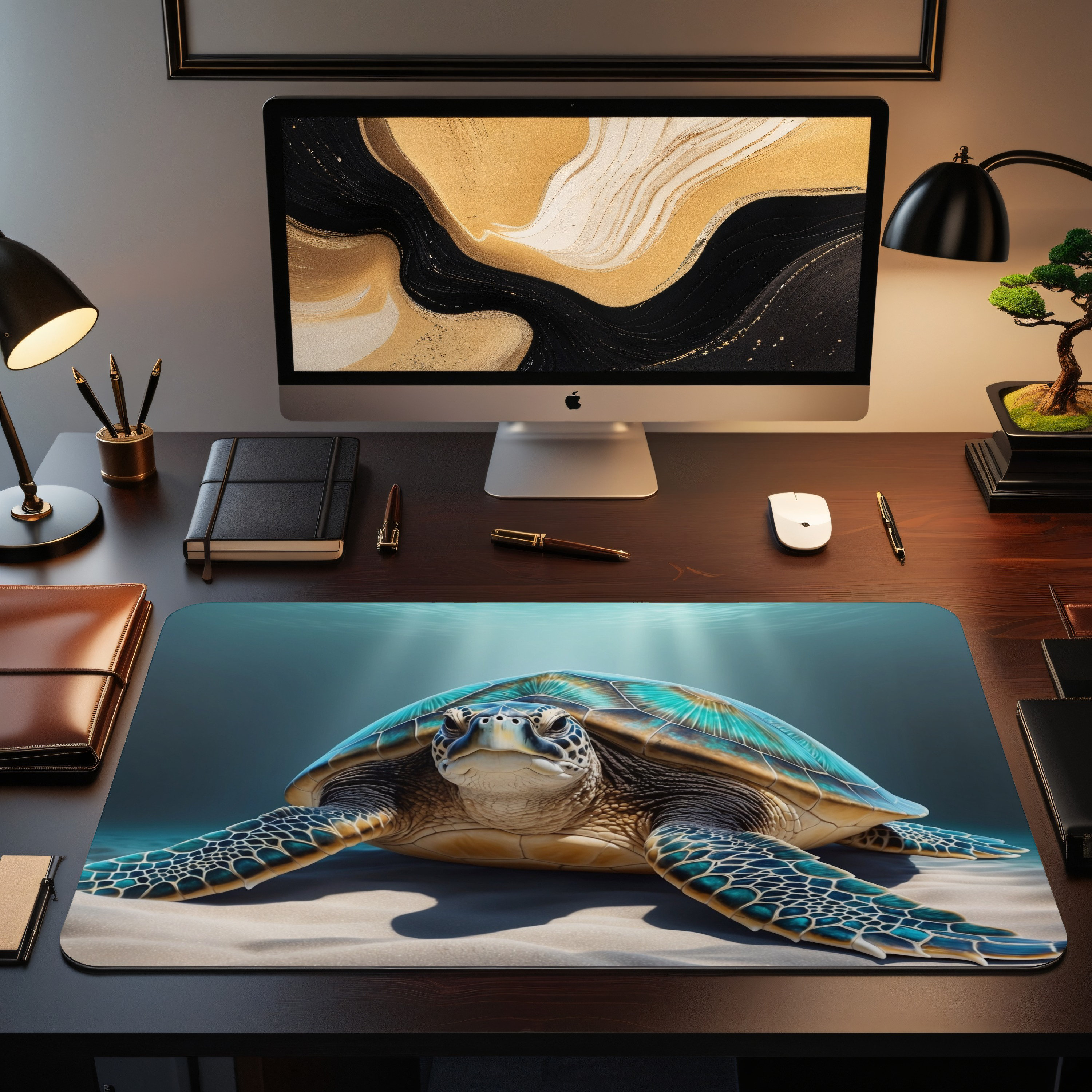 East Urban Home Vibrant Sea Turtle Desk Mat, Majestic Ocean Wildlife ...