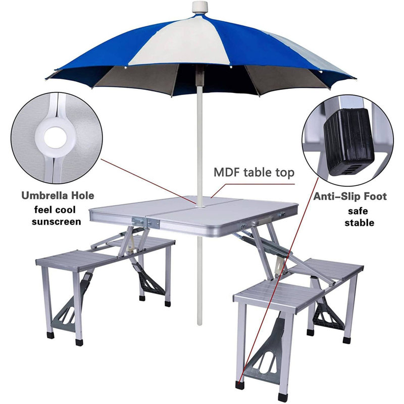 Table pliante réglable 26,7 po avec 4 chaises Sipriano