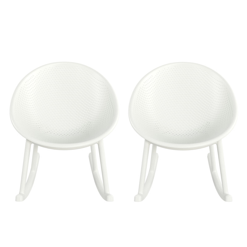 Durable Weather-Resistant Rocking Chair Set with Polypropylene Resin, Perfect for Outdoor Relaxation and Modern Decor.