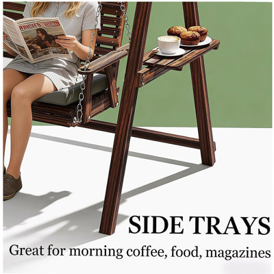 Outdoor Conversation Swing,Wooden Garden Swing Chair