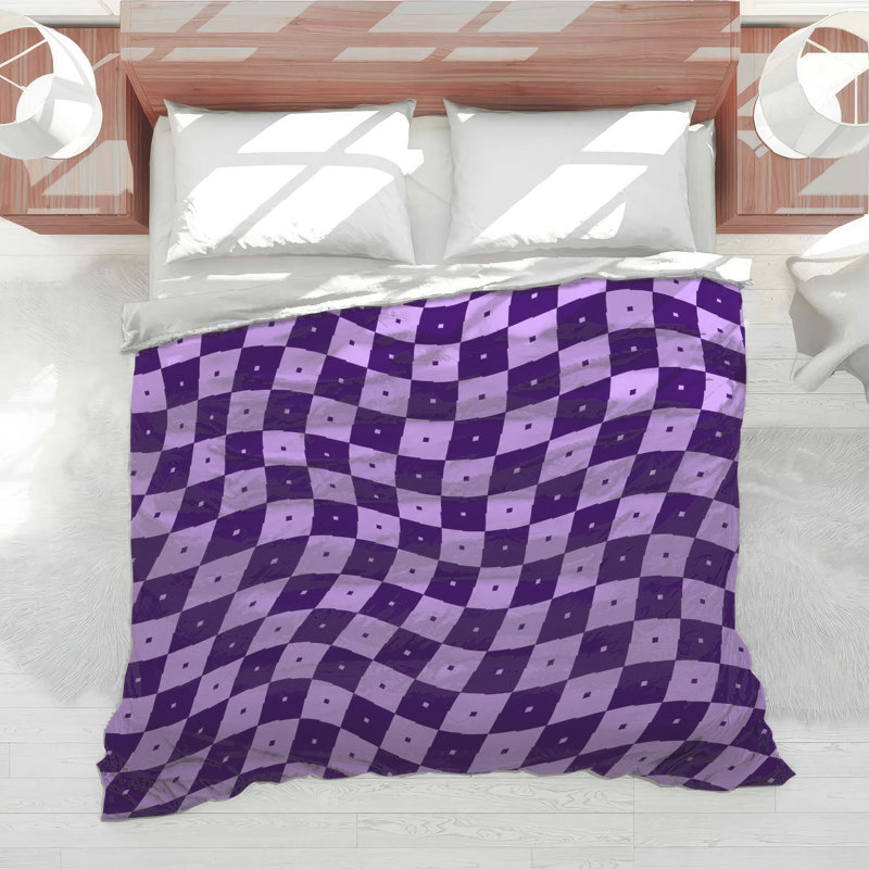 Purple Checkered Waves Comforter, Twin